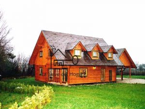 casa de madera alpina de alta montaña con tres mansardas